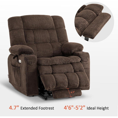 Fauteuil inclinable releveur électrique à double moteur MCombo avec massage et chauffage, positions infinies, tissu R7894 (petit-large)