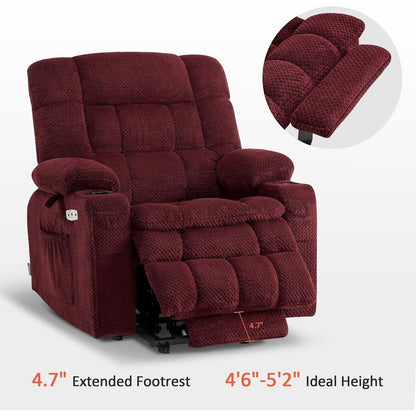 Fauteuil inclinable releveur électrique à double moteur MCombo avec massage et chauffage, positions infinies, tissu R7894 (petit-large)