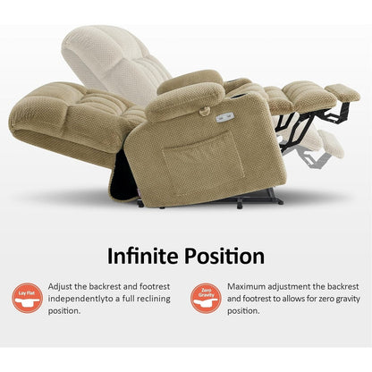 Fauteuil inclinable releveur électrique à double moteur MCombo avec massage et chauffage, positions infinies, tissu R7894 (petit-large)