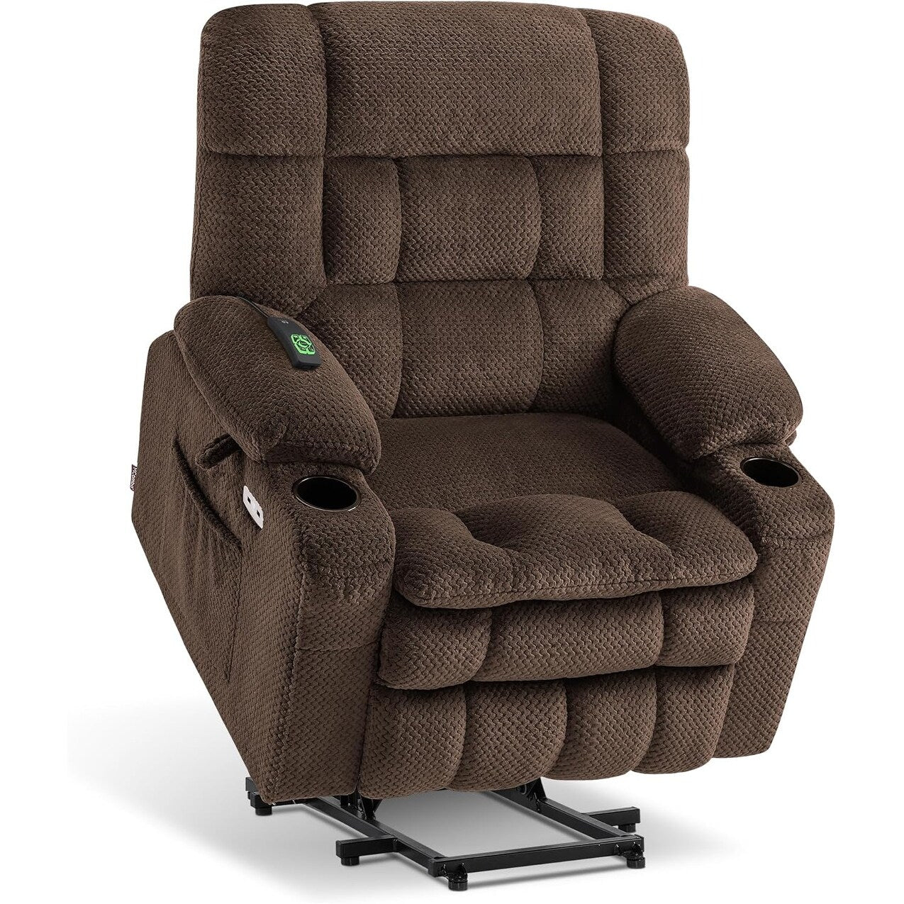 Fauteuil inclinable releveur électrique à double moteur MCombo avec massage et chauffage, positions infinies, tissu R7894 (petit-large)