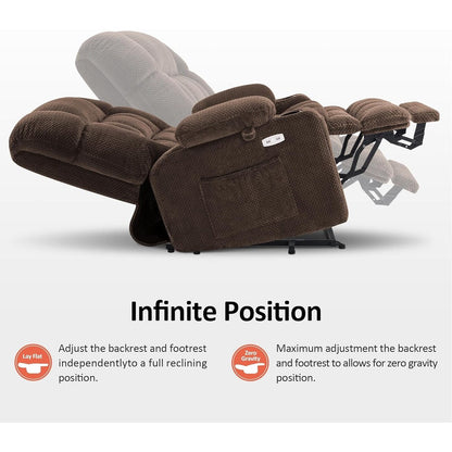 Fauteuil inclinable releveur électrique à double moteur MCombo avec massage et chauffage, positions infinies, tissu R7894 (petit-large)