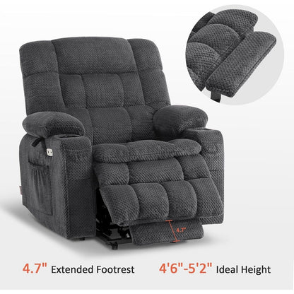 Fauteuil inclinable releveur électrique à double moteur MCombo avec massage et chauffage, positions infinies, tissu R7894 (petit-large)