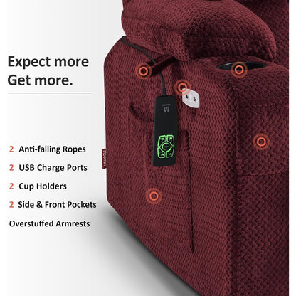 Fauteuil inclinable releveur électrique à double moteur MCombo avec massage et chauffage, positions infinies, tissu R7894 (petit-large)