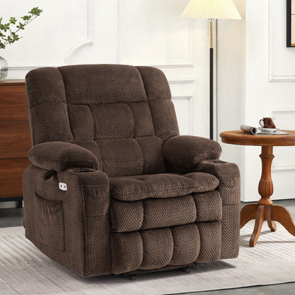 Fauteuil inclinable releveur électrique à double moteur MCombo avec massage et chauffage, positions infinies, tissu R7894 (petit-large)