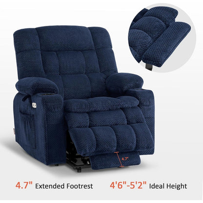 Fauteuil inclinable releveur électrique à double moteur MCombo avec massage et chauffage, positions infinies, tissu R7894 (petit-large)