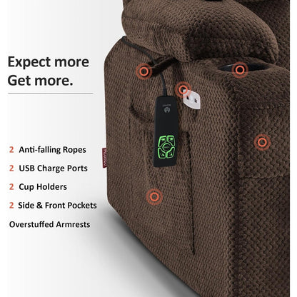 Fauteuil inclinable releveur électrique à double moteur MCombo avec massage et chauffage, positions infinies, tissu R7894 (petit-large)