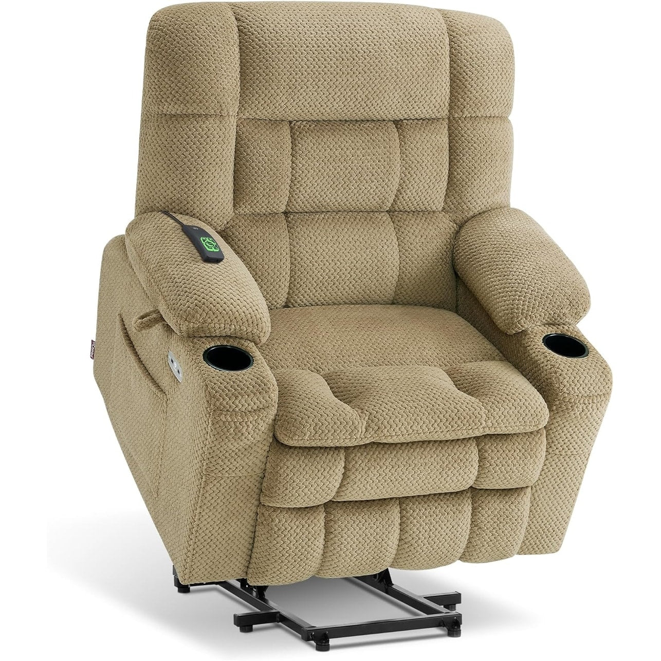 Fauteuil inclinable releveur électrique à double moteur MCombo avec massage et chauffage, positions infinies, tissu R7894 (petit-large)