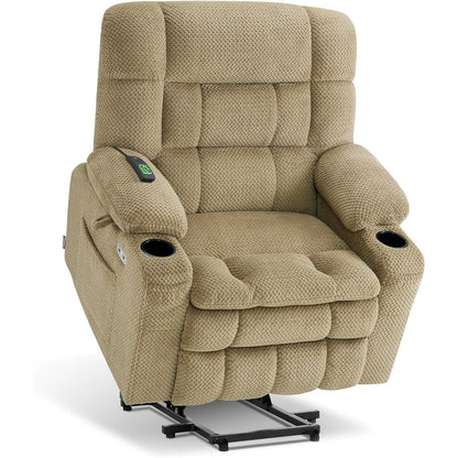 Fauteuil inclinable releveur électrique à double moteur MCombo avec massage et chauffage, positions infinies, tissu R7894 (petit-large)