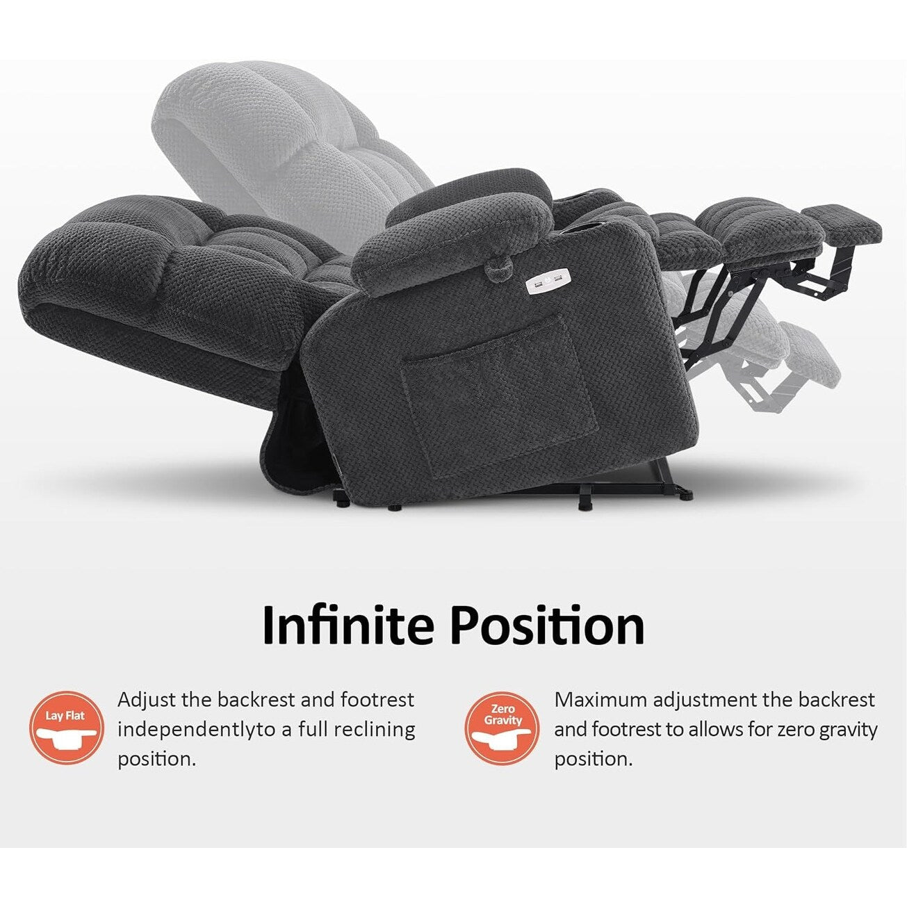 Fauteuil inclinable releveur électrique à double moteur MCombo avec massage et chauffage, positions infinies, tissu R7894 (petit-large)