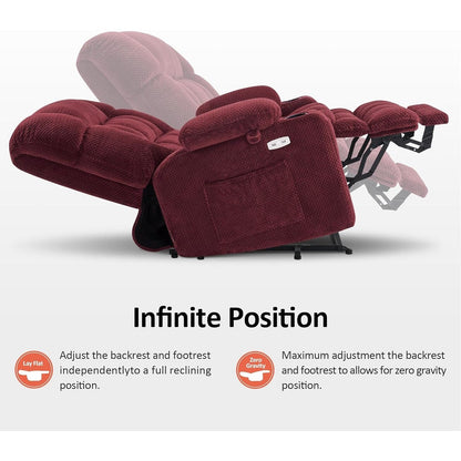 Fauteuil inclinable releveur électrique à double moteur MCombo avec massage et chauffage, positions infinies, tissu R7894 (petit-large)