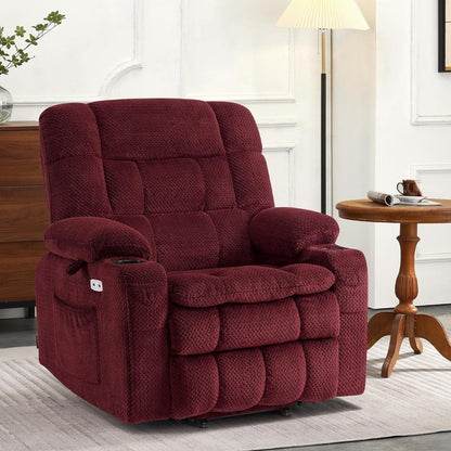 Fauteuil inclinable releveur électrique à double moteur MCombo avec massage et chauffage, positions infinies, tissu R7894 (petit-large)