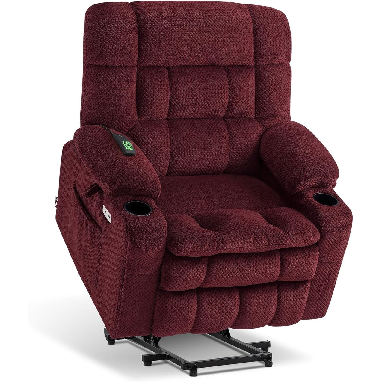 Fauteuil inclinable releveur électrique à double moteur MCombo avec massage et chauffage, positions infinies, tissu R7894 (petit-large)