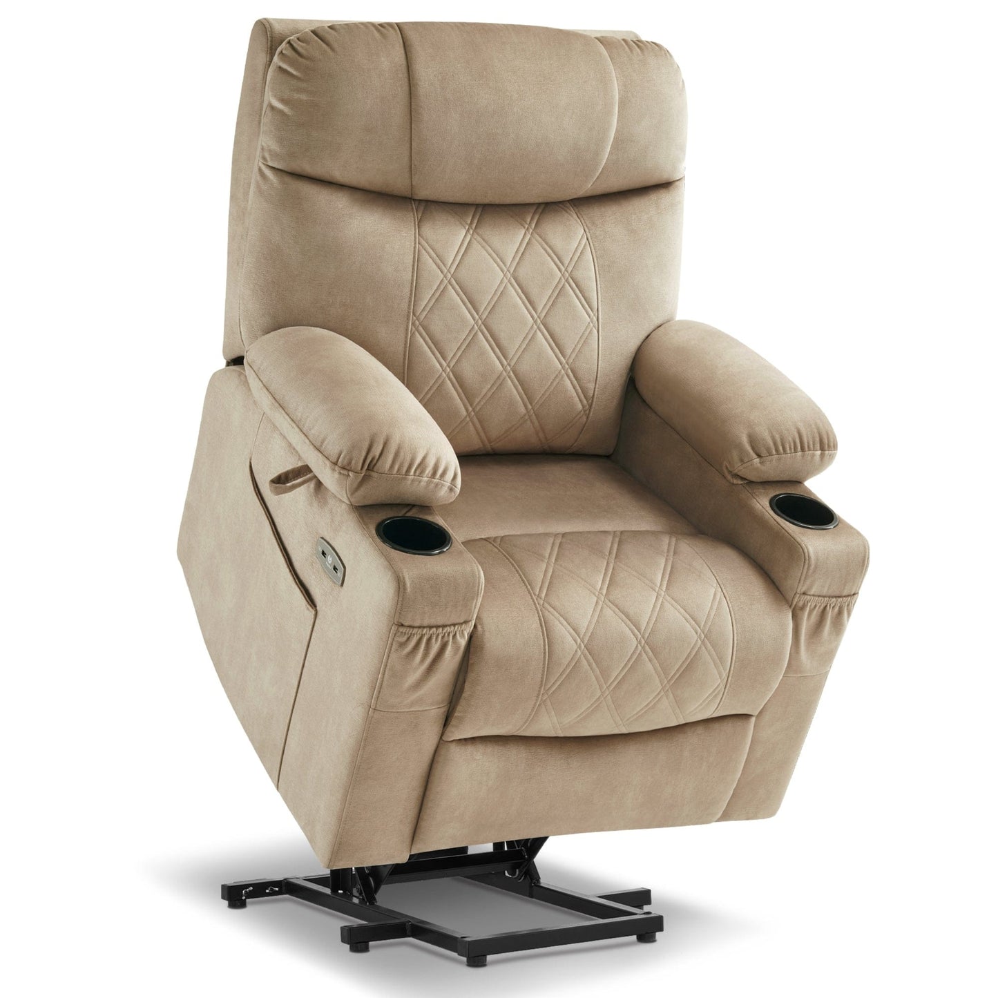 Fauteuil inclinable électrique à double moteur MCombo, petit, avec massage, double chauffage, appui-tête réglable, tissu 7222
