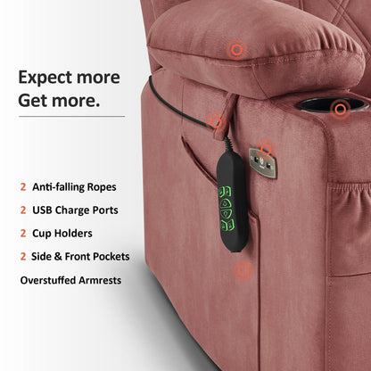 Fauteuil inclinable électrique à double moteur MCombo, petit, avec massage, double chauffage, appui-tête réglable, tissu 7222