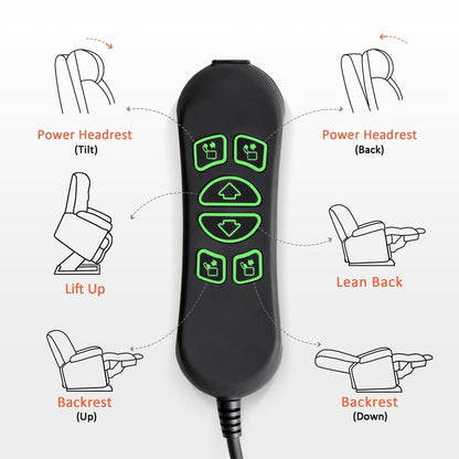 Fauteuil inclinable électrique à double moteur MCombo, petit, avec massage, double chauffage, appui-tête réglable, tissu 7222