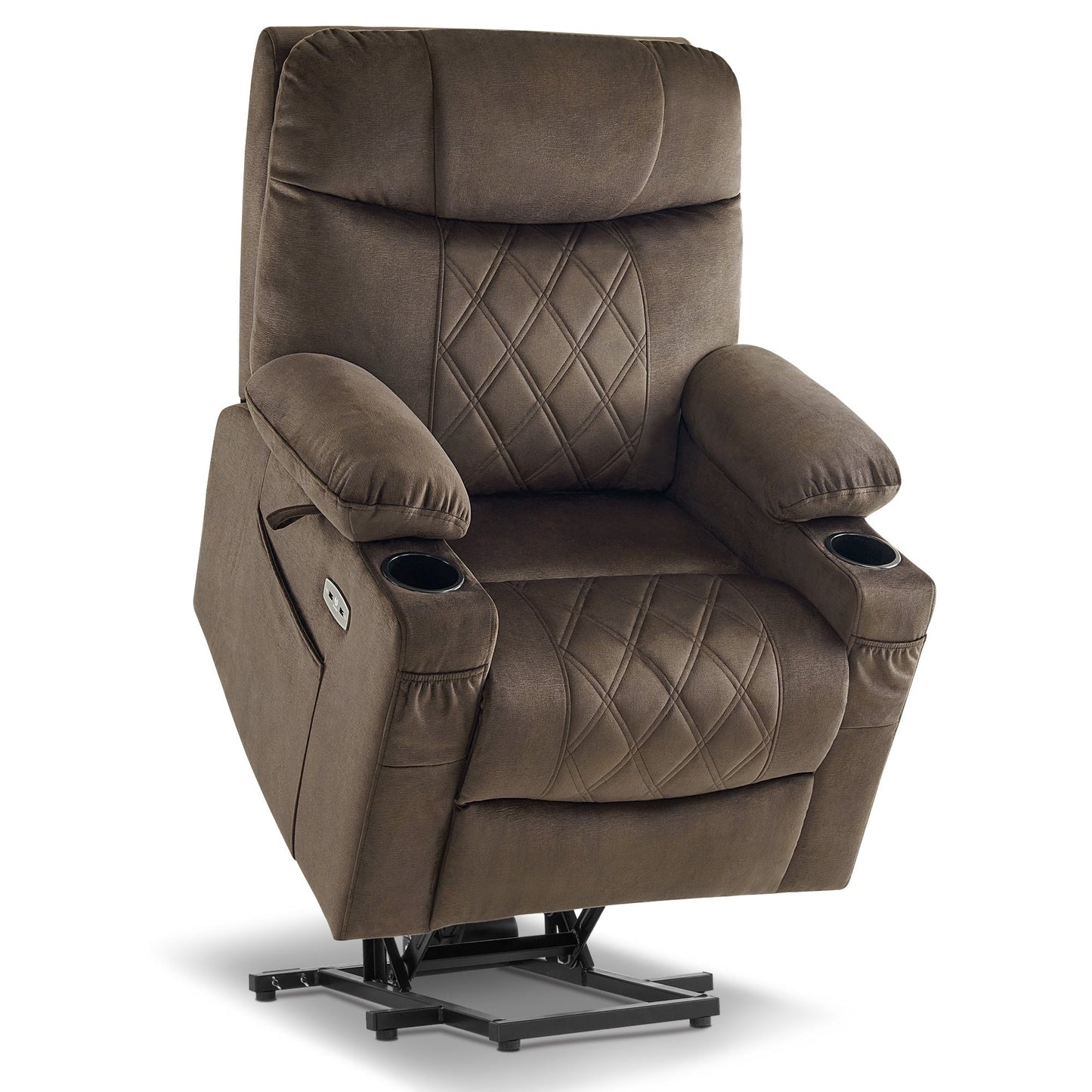 Fauteuil inclinable électrique à double moteur MCombo, petit, avec massage, double chauffage, appui-tête réglable, tissu 7222