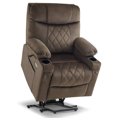 Fauteuil inclinable électrique à double moteur MCombo, petit, avec massage, double chauffage, appui-tête réglable, tissu 7222