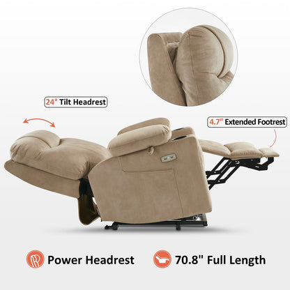 Fauteuil inclinable électrique à double moteur MCombo, petit, avec massage, double chauffage, appui-tête réglable, tissu 7222