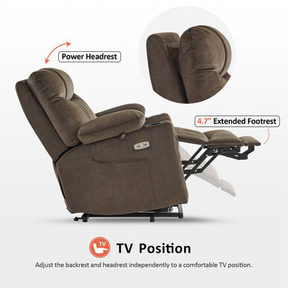 Fauteuil inclinable électrique à double moteur MCombo, petit, avec massage, double chauffage, appui-tête réglable, tissu 7222