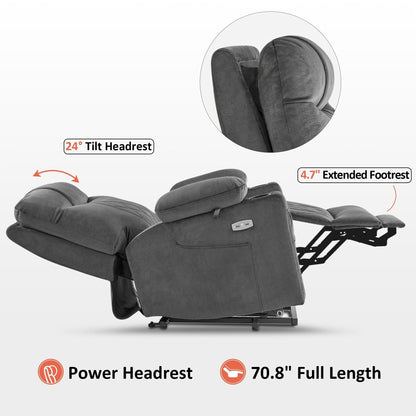 Fauteuil inclinable électrique à double moteur MCombo, petit, avec massage, double chauffage, appui-tête réglable, tissu 7222
