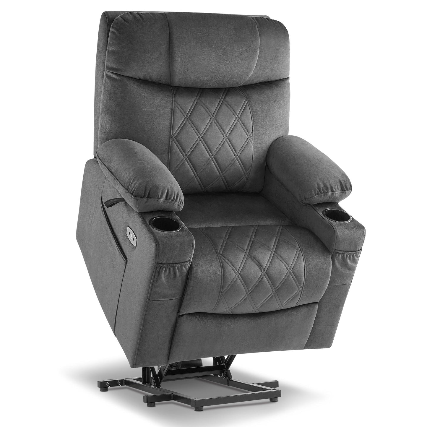 Fauteuil inclinable électrique à double moteur MCombo, petit, avec massage, double chauffage, appui-tête réglable, tissu 7222