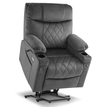 Fauteuil inclinable électrique à double moteur MCombo, petit, avec massage, double chauffage, appui-tête réglable, tissu 7222
