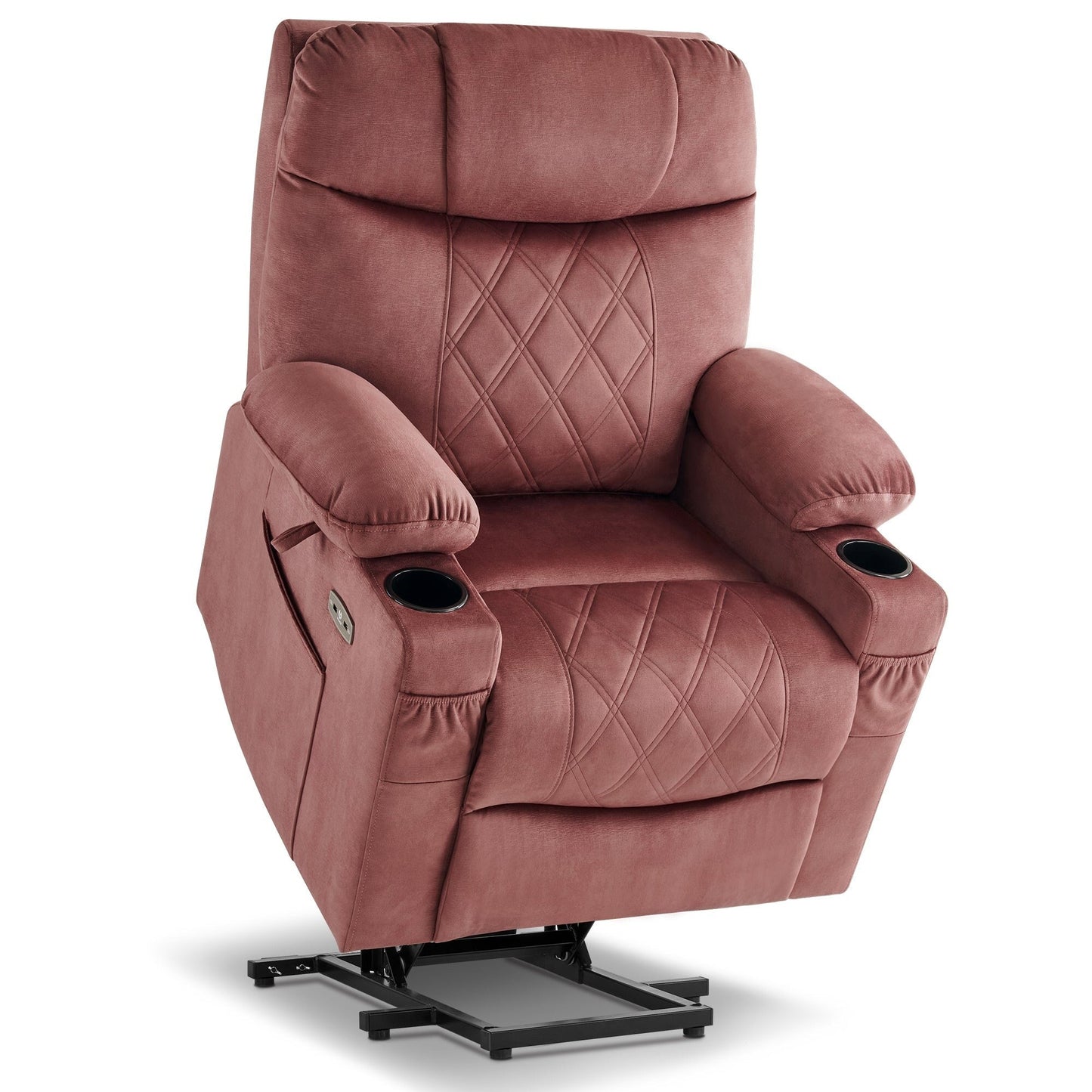 Fauteuil inclinable électrique à double moteur MCombo, petit, avec massage, double chauffage, appui-tête réglable, tissu 7222