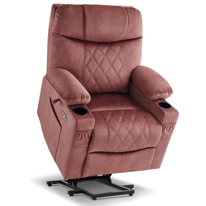 Fauteuil inclinable électrique à double moteur MCombo, petit, avec massage, double chauffage, appui-tête réglable, tissu 7222