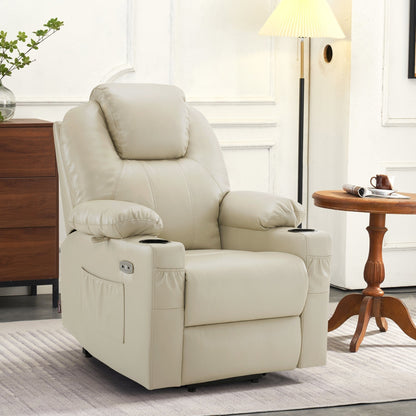 Fauteuil inclinable électrique MCombo Small avec massage et chauffage pour personnes âgées, 3 positions et ports USB, similicuir 7141