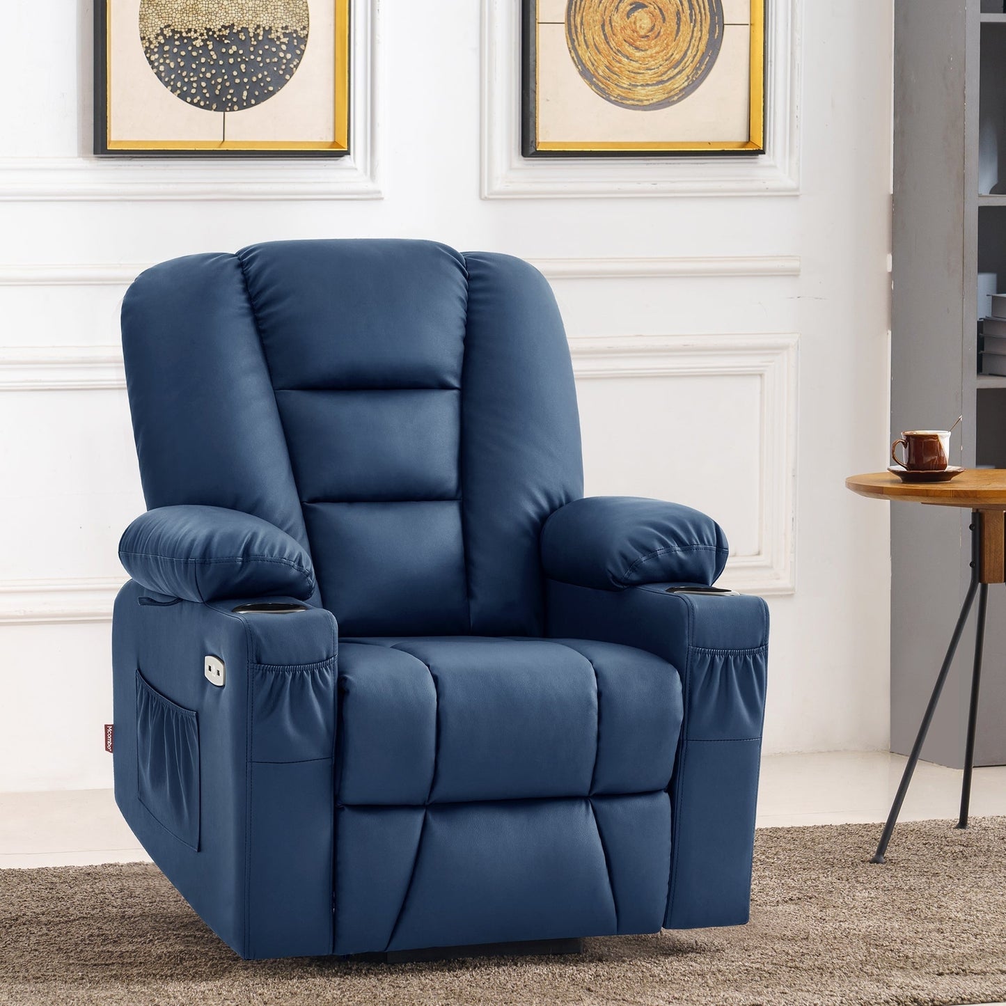 Fauteuil inclinable électrique MCombo Small avec massage et chauffage pour personnes âgées de petite taille, similicuir 7569
