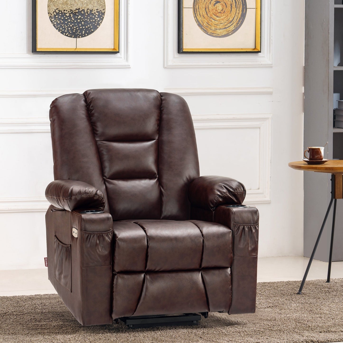 Fauteuil inclinable électrique MCombo Small avec massage et chauffage pour personnes âgées de petite taille, similicuir 7569