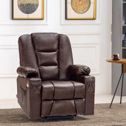 Fauteuil inclinable électrique MCombo Small avec massage et chauffage pour personnes âgées de petite taille, similicuir 7569