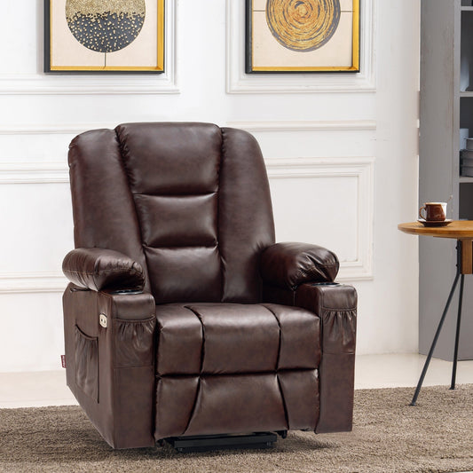 Fauteuil inclinable électrique MCombo Small avec massage et chauffage pour personnes âgées de petite taille, similicuir 7569