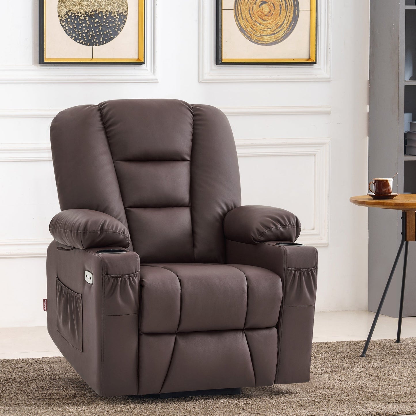Fauteuil inclinable électrique MCombo Small avec massage et chauffage pour personnes âgées de petite taille, similicuir 7569