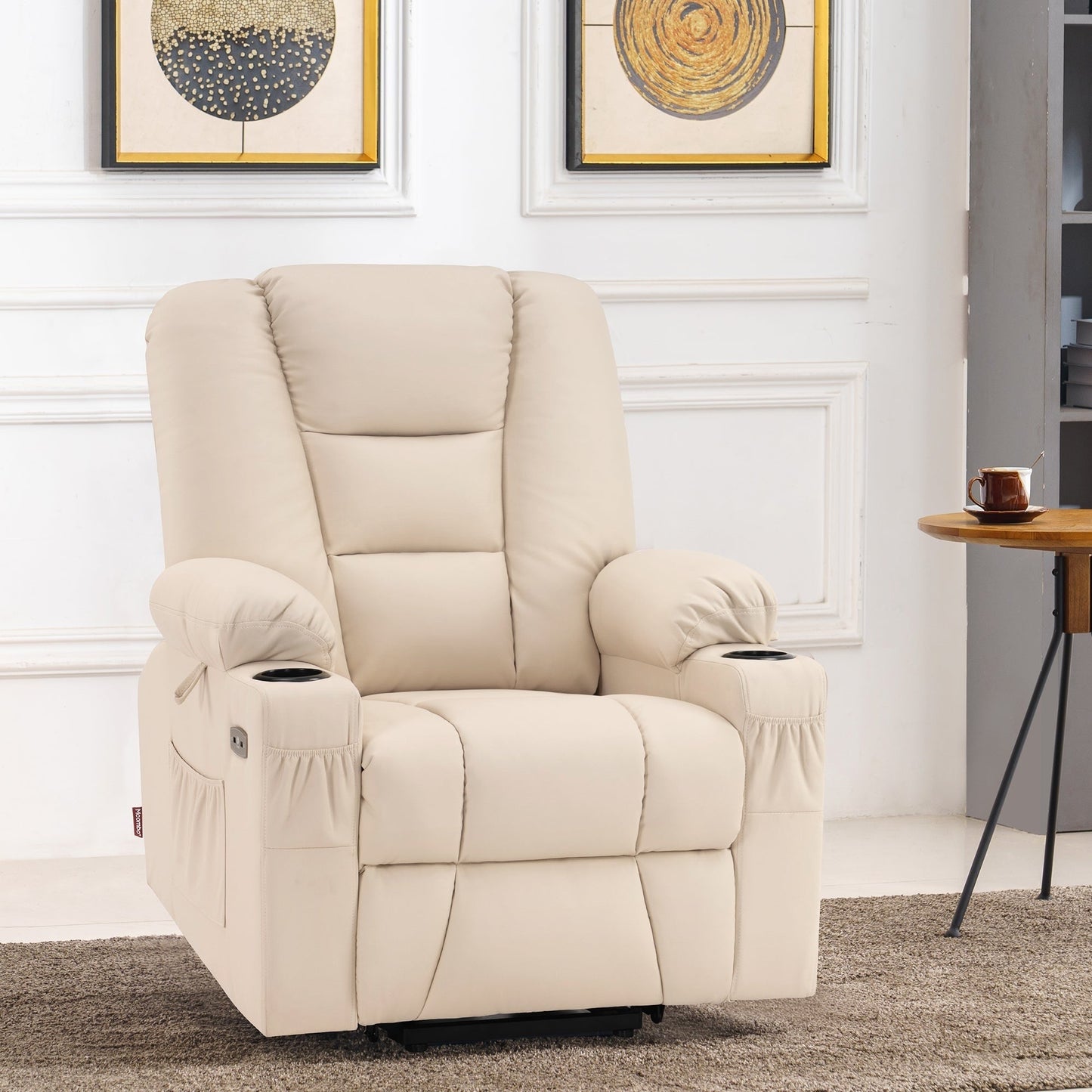 Fauteuil inclinable électrique MCombo Small avec massage et chauffage pour personnes âgées de petite taille, similicuir 7569