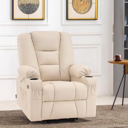 Fauteuil inclinable électrique MCombo Small avec massage et chauffage pour personnes âgées de petite taille, similicuir 7569