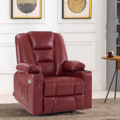 Fauteuil inclinable électrique MCombo Small avec massage et chauffage pour personnes âgées de petite taille, similicuir 7569