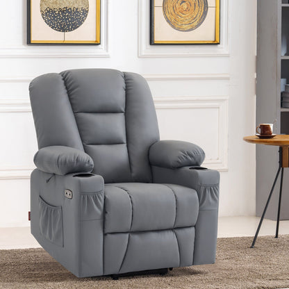Fauteuil inclinable électrique MCombo Small avec massage et chauffage pour personnes âgées de petite taille, similicuir 7569