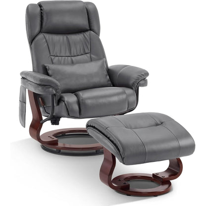 Fauteuils inclinables pivotants MCombo avec ottoman, fauteuils TV à massage par vibrations et poche latérale
