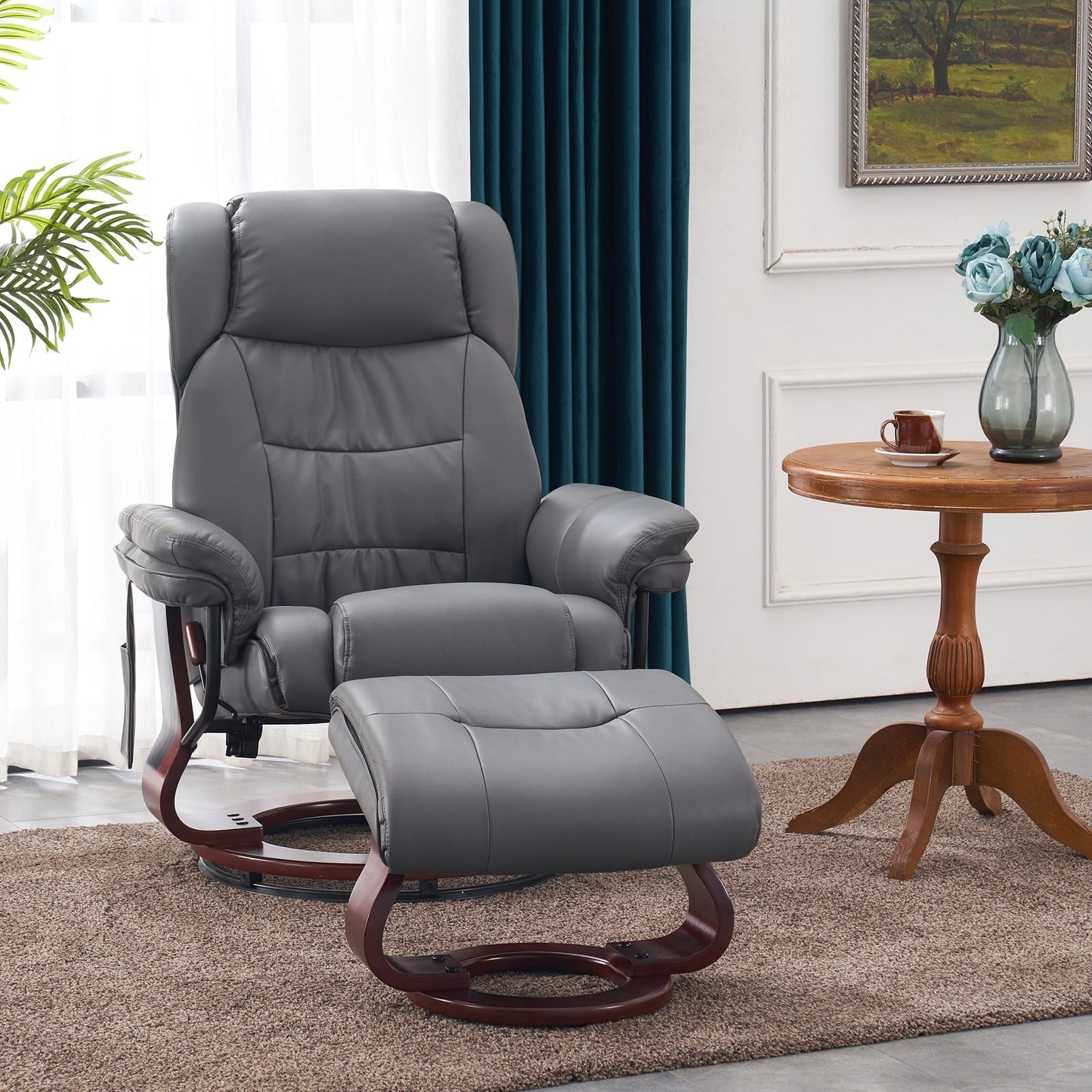 Fauteuils inclinables pivotants MCombo avec ottoman, fauteuils TV à massage par vibrations et poche latérale