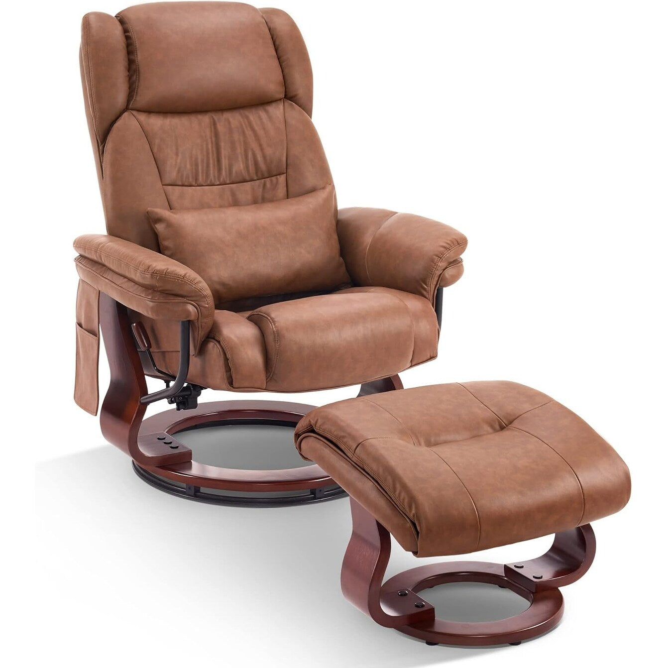 Fauteuils inclinables pivotants MCombo avec ottoman, fauteuils TV à massage par vibrations et poche latérale