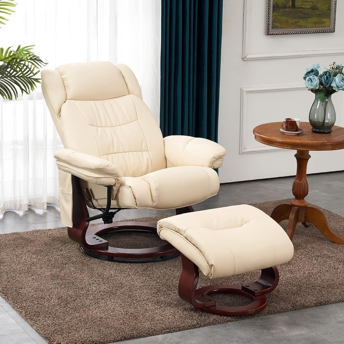 Fauteuils inclinables pivotants MCombo avec ottoman, fauteuils TV à massage par vibrations et poche latérale