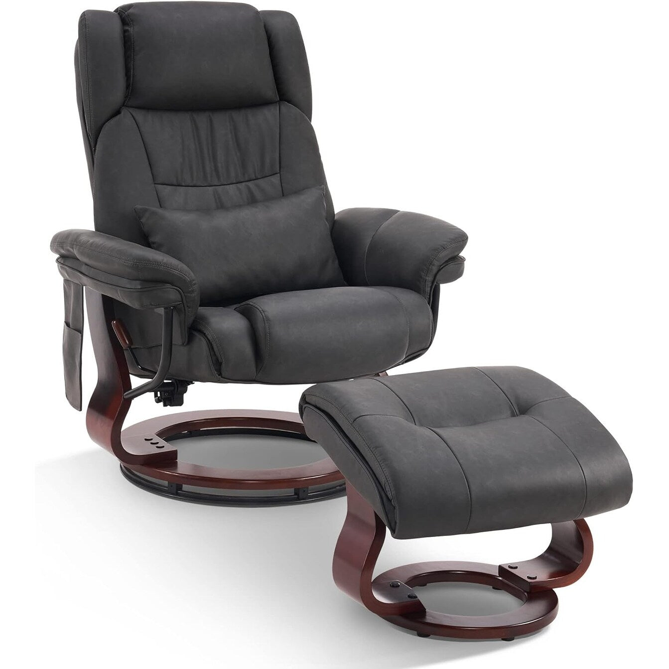 Fauteuils inclinables pivotants MCombo avec ottoman, fauteuils TV à massage par vibrations et poche latérale