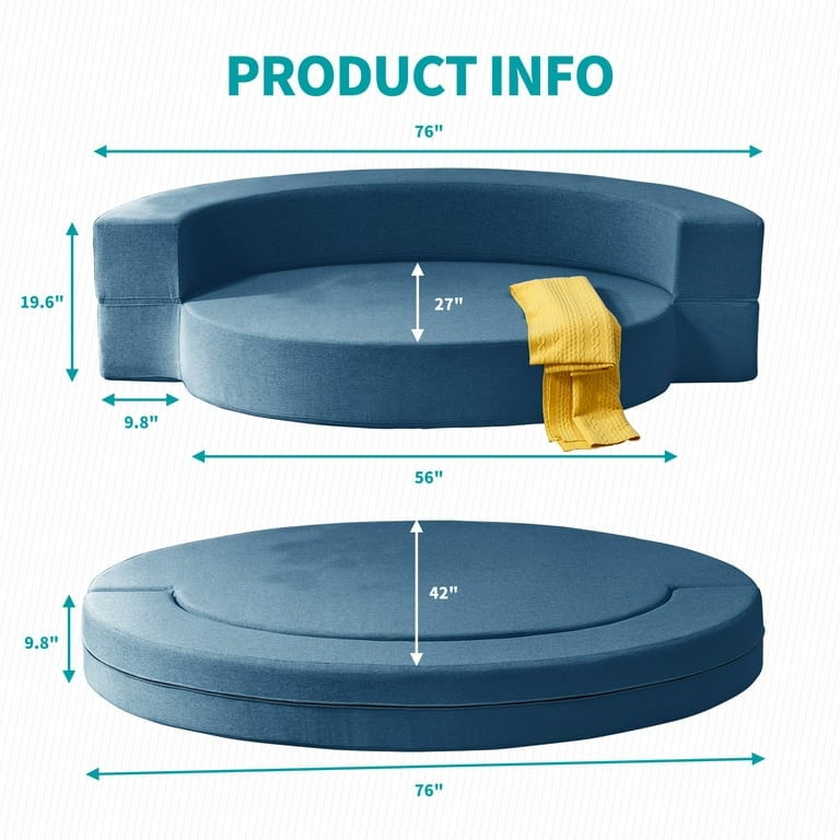 Canapé-lit pliant Mixoy, fauteuil-lit futon, canapé-lit rabattable - 76 po x 42 po x 9,8 po