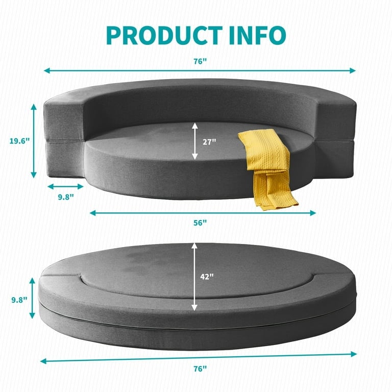 Canapé-lit pliant Mixoy, fauteuil-lit futon, canapé-lit rabattable - 76 po x 42 po x 9,8 po