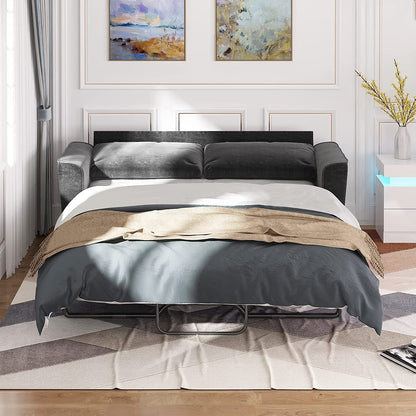 Canapé-lit gigogne moderne Mixoy, canapé-lit causeuse en velours