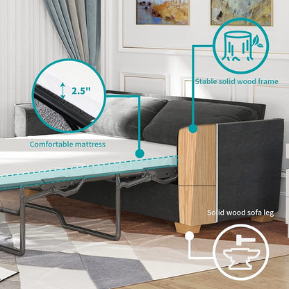 Canapé-lit gigogne moderne Mixoy, canapé-lit causeuse en velours