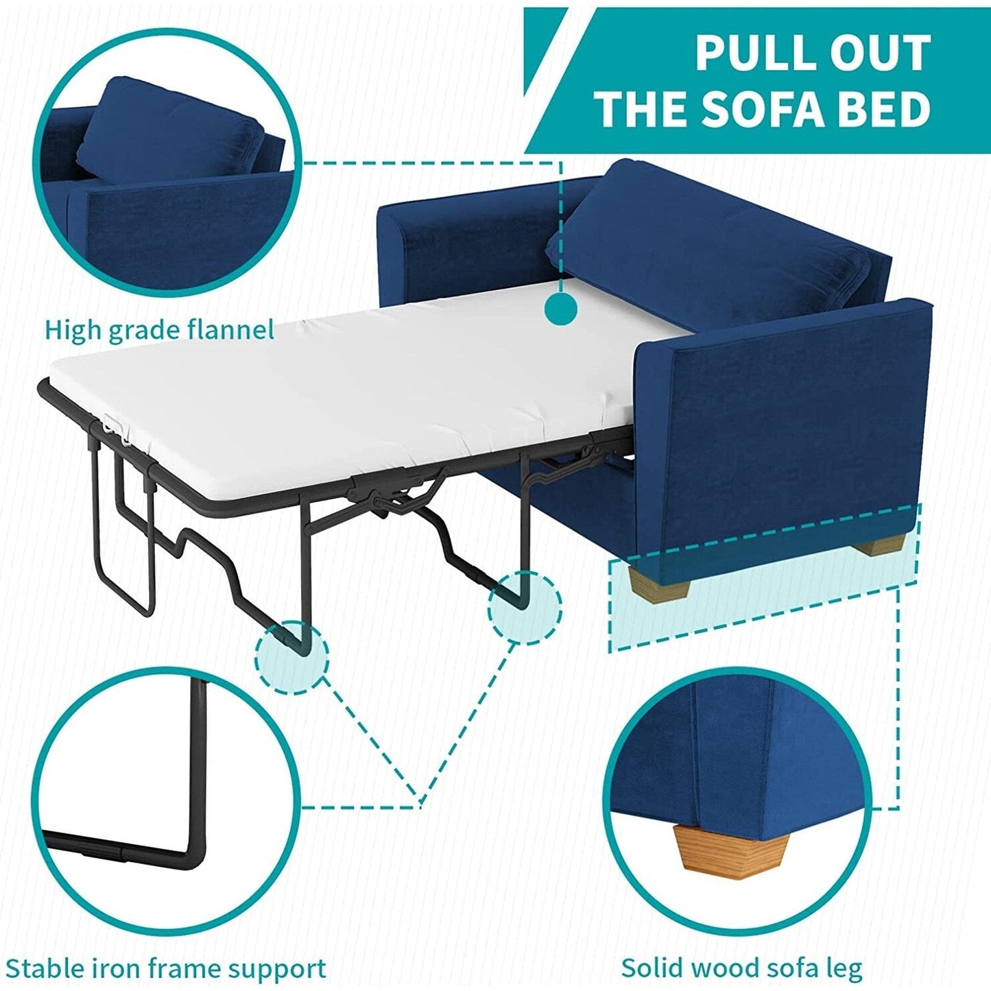 Canapé-lit gigogne moderne Mixoy, canapé-lit causeuse en velours