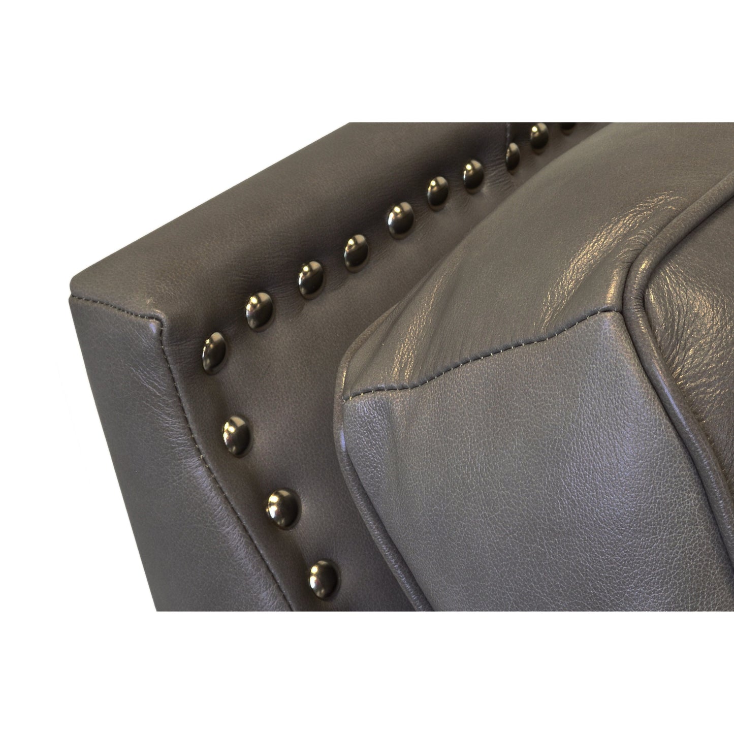 Canapé-lit Vernon en cuir pleine fleur avec garniture cloutée