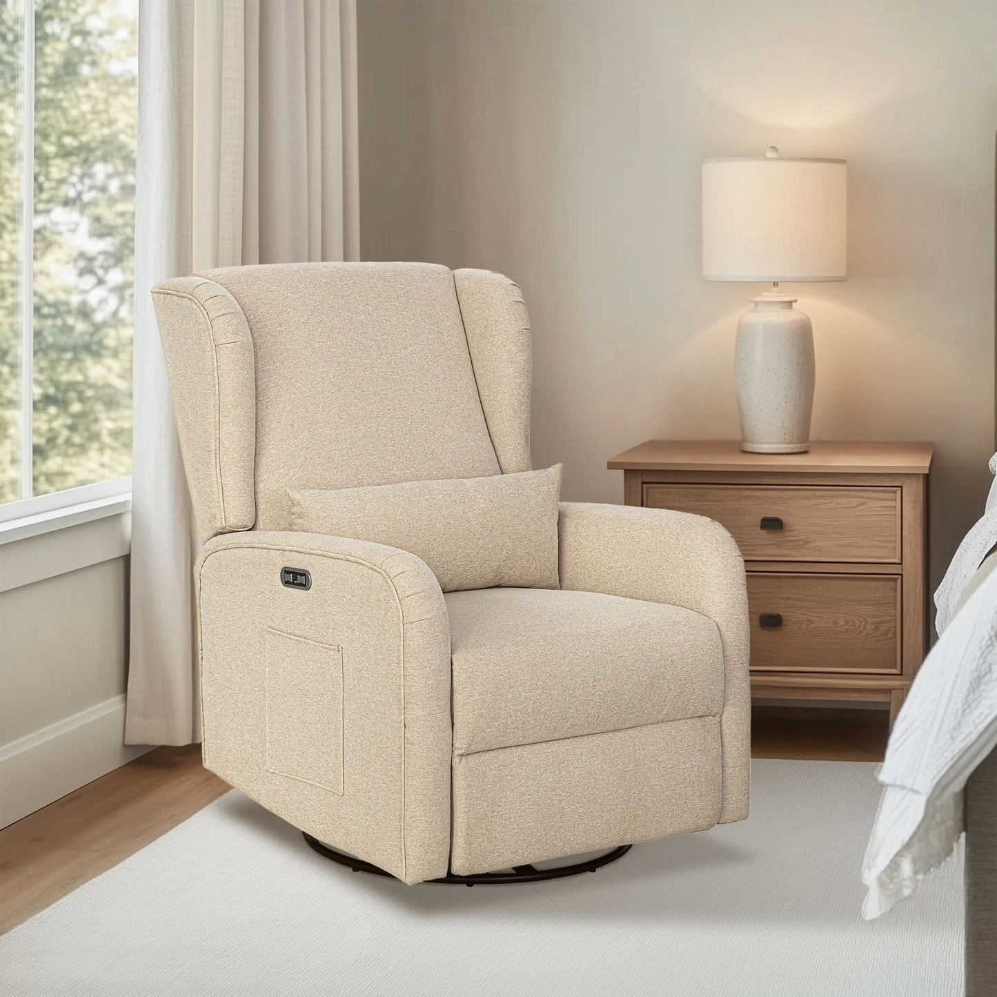 Fauteuil inclinable électrique Madison Park Candace 3-en-1 avec pivot, planeur et ports USB